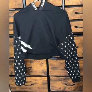 PLAYBOY Black and White Cropped Hoodie